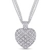 Thumbnail Image 1 of Previously Owned - 1 CT. T.W. Diamond Three Strand Heart Pendant in Sterling Silver - 17"
