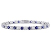Thumbnail Image 1 of Previously Owned - 4.0mm Lab-Created Blue and White Sapphire Alternating Tennis Bracelet in Sterling Silver - 7.25"