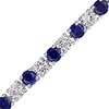 Thumbnail Image 2 of Previously Owned - 4.0mm Lab-Created Blue and White Sapphire Alternating Tennis Bracelet in Sterling Silver - 7.25"