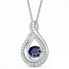Thumbnail Image 1 of Previously Owned - 6.0mm Lab-Created Blue and White Sapphire Teardrop Pendant in Sterling Silver