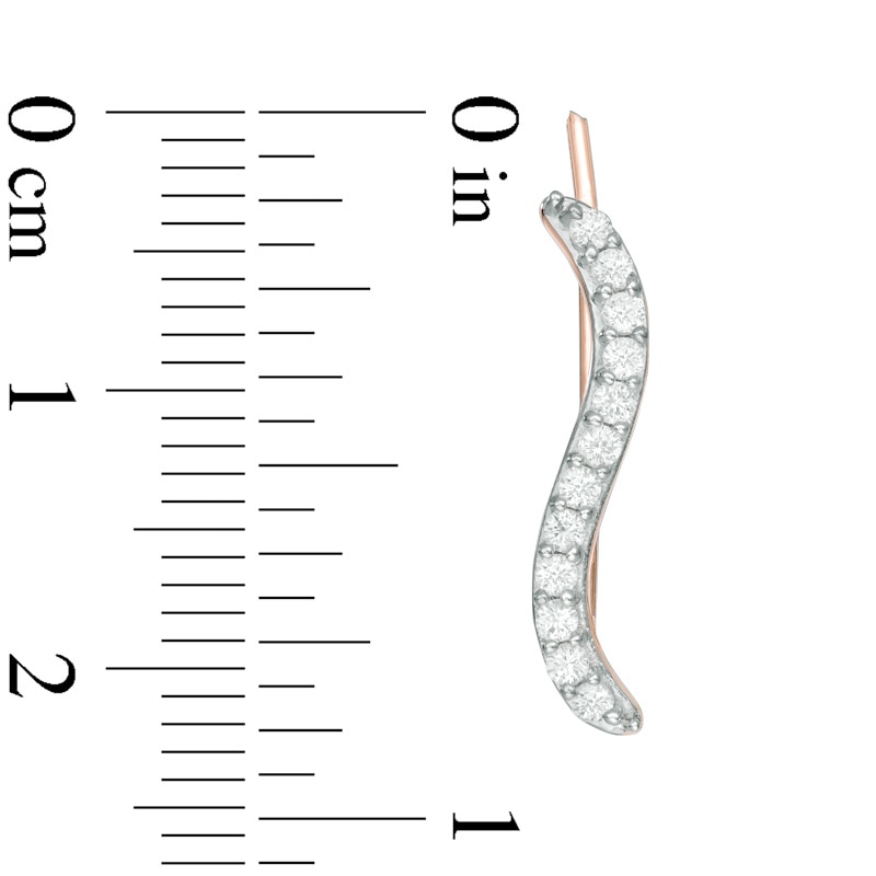Main Image 2 of Previously Owned - Lab-Created White Sapphire "S" Curve Crawler Earrings in Sterling Silver with 14K Rose Gold Plate