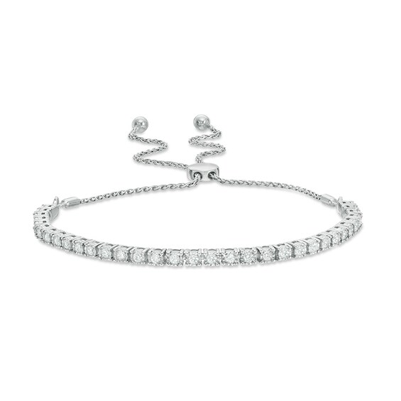 Previously Owned - 1 CT. T.w. Diamond Bolo Bracelet in Sterling Silver - 8.0"