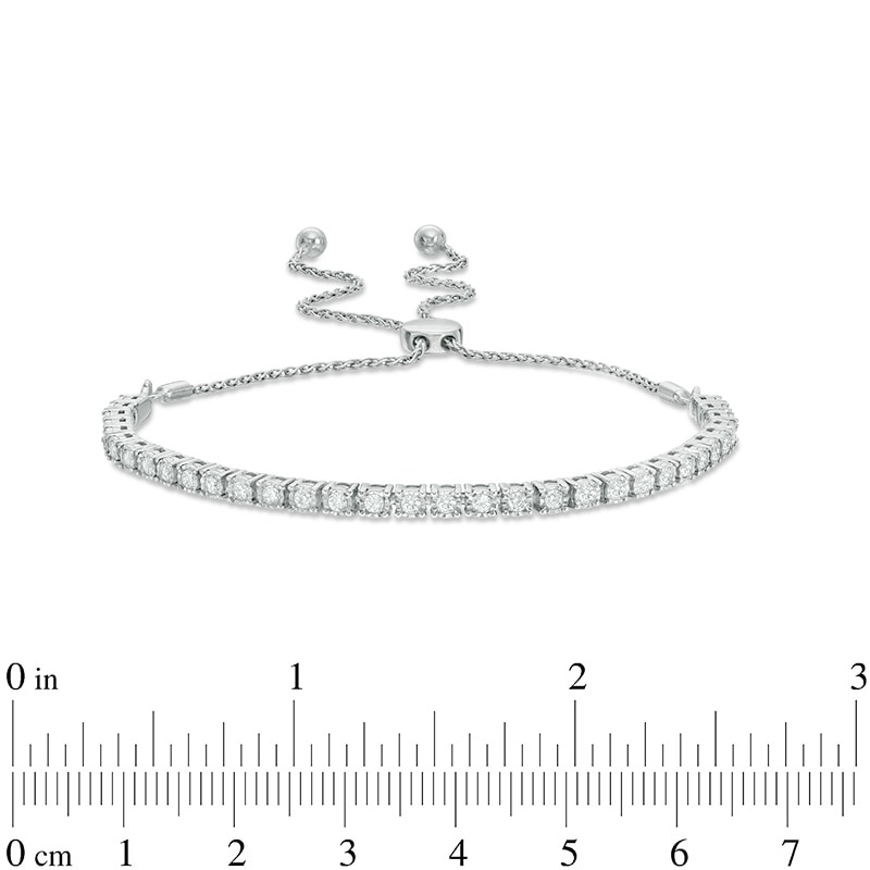 Main Image 2 of Previously Owned - 1 CT. T.W. Diamond Bolo Bracelet in Sterling Silver - 8.0"