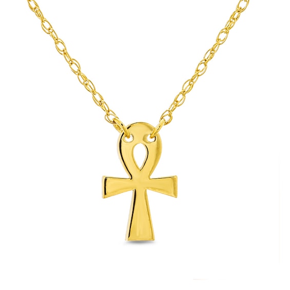 Previously Owned - Mini Ankh Cross Necklace in 14K Gold