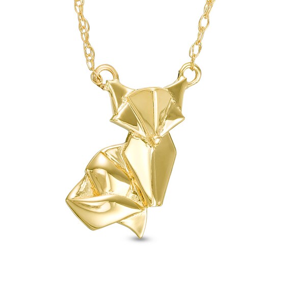 Previously Owned - Origami Fox Necklace in 14K Gold