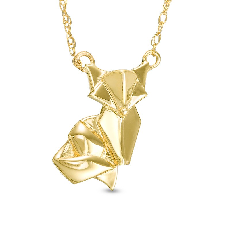 Main Image 1 of Previously Owned - Origami Fox Necklace in 14K Gold