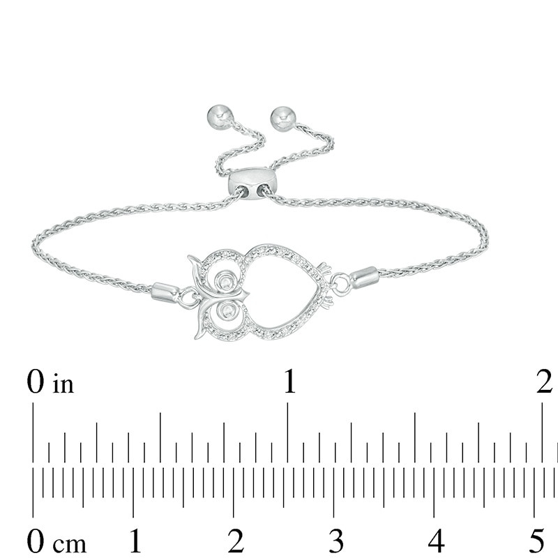 Previously Owned - 1/10 CT. T.W. Diamond Owl Bolo Bracelet in Sterling Silver - 8.0"