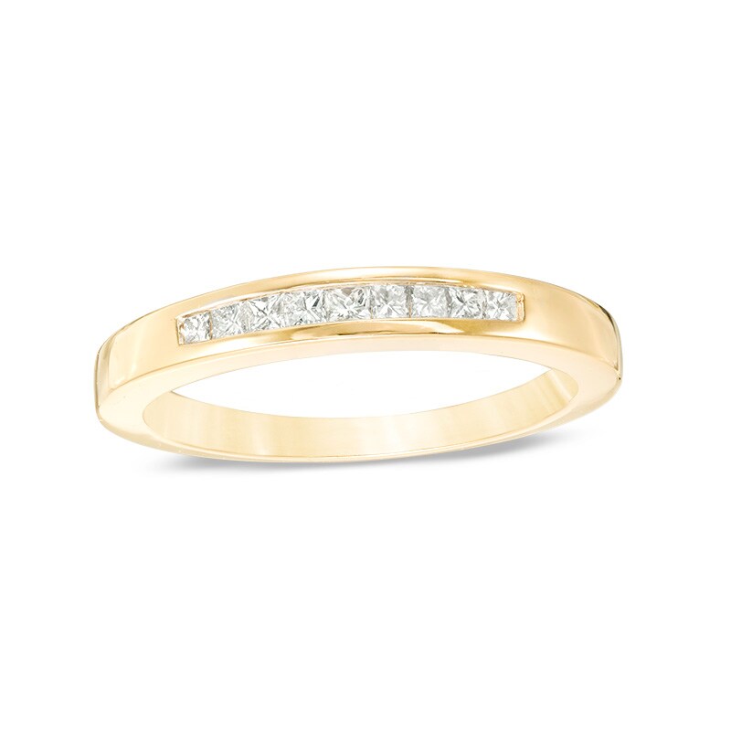 Main Image 1 of Previously Owned - 1/4 CT. T.W. Princess-Cut Diamond Nine Stone Wedding Band in 14K Gold
