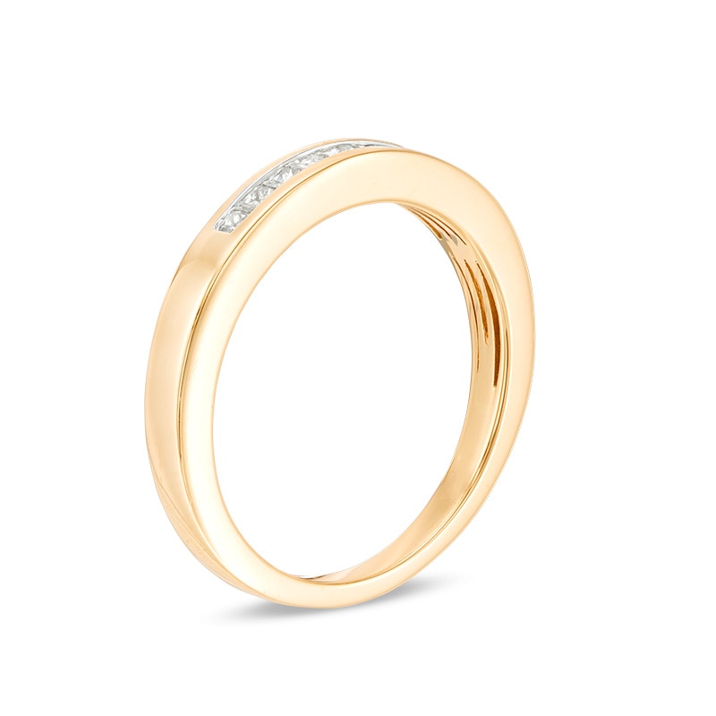 Main Image 2 of Previously Owned - 1/4 CT. T.W. Princess-Cut Diamond Nine Stone Wedding Band in 14K Gold