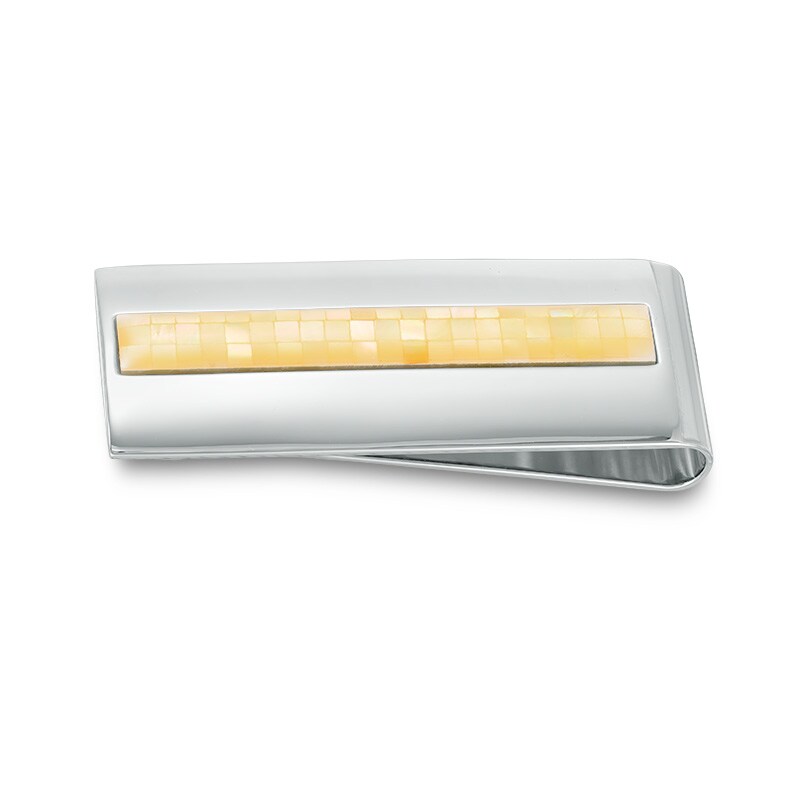 Main Image 1 of Previously Owned - Rectangle Mother-of-Pearl Money Clip in Sterling Silver