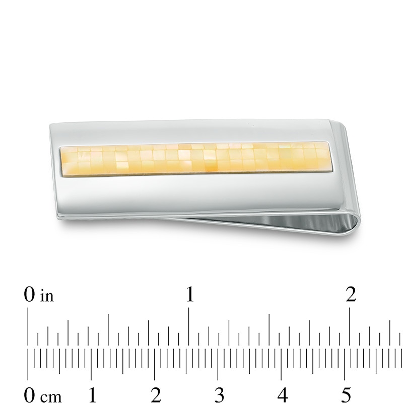 Main Image 2 of Previously Owned - Rectangle Mother-of-Pearl Money Clip in Sterling Silver