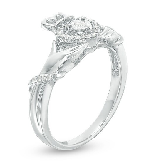 Previously Owned - 1/6 CT. T.w. Diamond Claddagh Promise Ring in 10K White Gold
