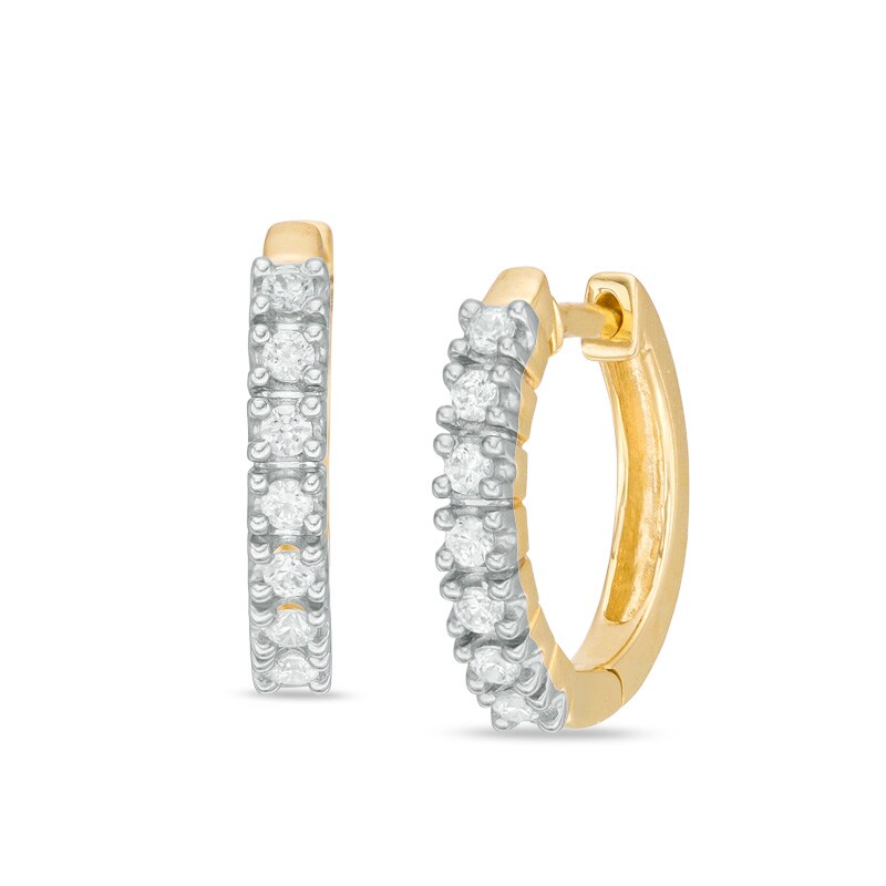 Main Image 1 of Previously Owned - 1/4 CT. T.W. Diamond Huggie Hoop Earrings in 14K Gold