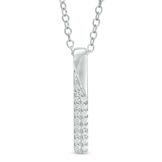 Previously Owned - 1/10 CT. T.w. Diamond Vertical Bar Pendant in 14K White Gold