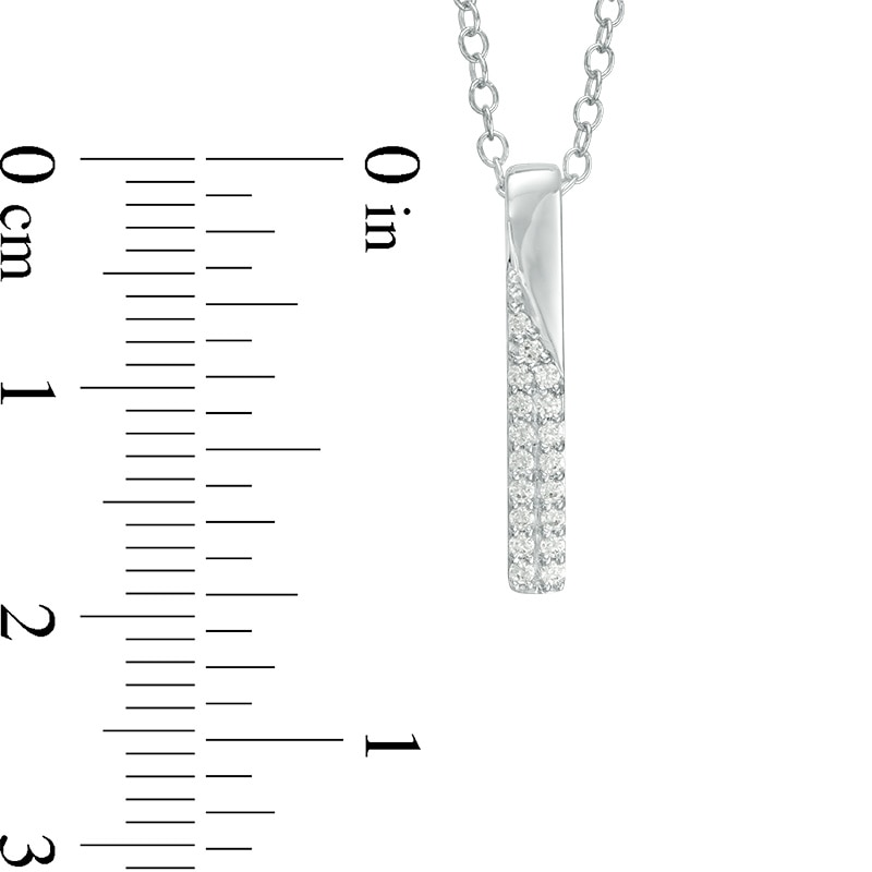 Main Image 2 of Previously Owned - 1/10 CT. T.W. Diamond Vertical Bar Pendant in 14K White Gold