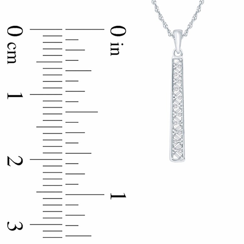Main Image 2 of Previously Owned - 1/5 CT. T.W. Baguette and Round Diamond Linear Pendant in 10K White Gold