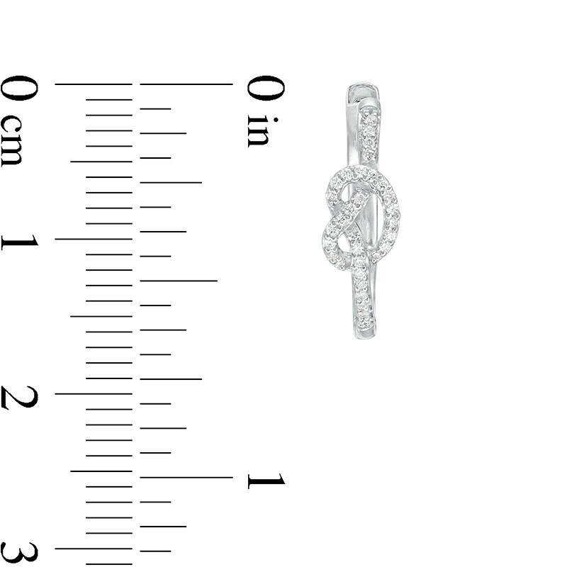 Main Image 3 of Previously Owned - 1/6 CT. T.W. Diamond Knot Hoop Earrings in Sterling Silver