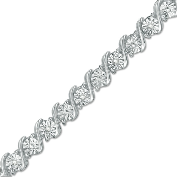 Previously Owned - 1/10 CT. T.w. Diamond "S" Tennis Bracelet in Sterling Silver - 7.25"