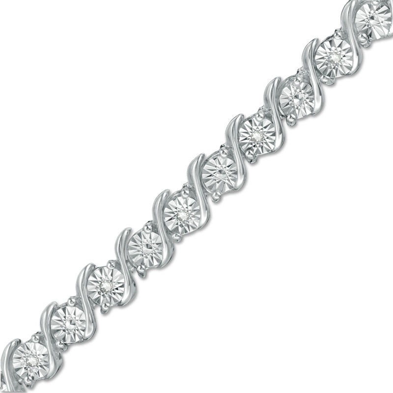 Main Image 1 of Previously Owned - 1/10 CT. T.W. Diamond "S" Tennis Bracelet in Sterling Silver - 7.25"