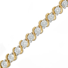 Previously Owned - 1/4 CT. T.W. Diamond "S" Tennis Bracelet in Sterling Silver with 14K Gold Plate - 7.25"