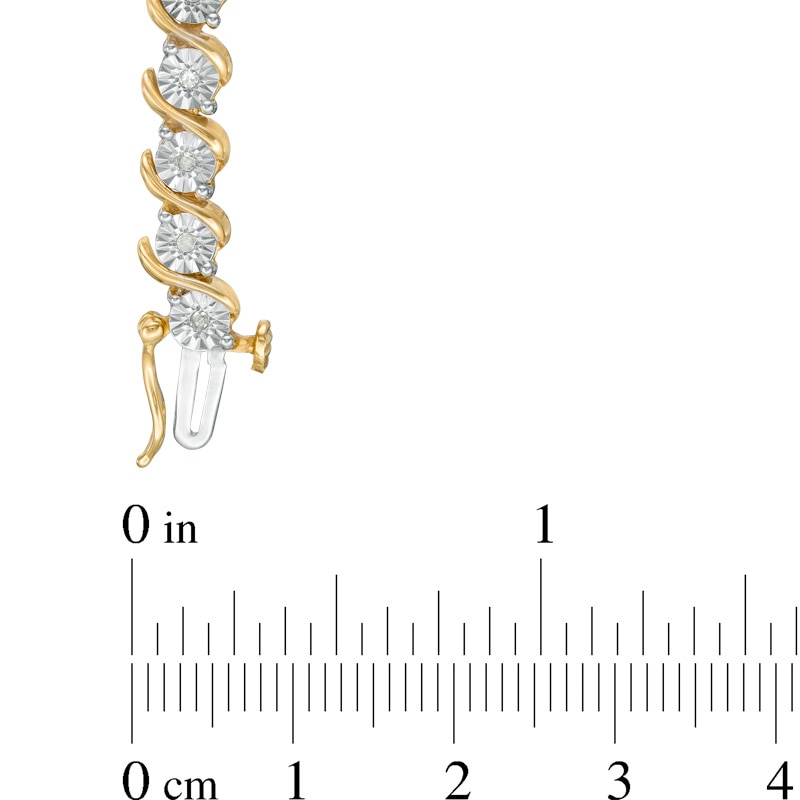 Main Image 4 of Previously Owned - 1/4 CT. T.W. Diamond "S" Tennis Bracelet in Sterling Silver with 14K Gold Plate - 7.25"