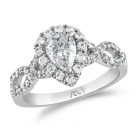 Previously Owned - 1-1/5 CT. T.w. Pear-Shaped Diamond Frame Twist Engagement Ring in Platinum