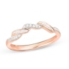 Thumbnail Image 1 of Previously Owned - 1/6 CT. T.W. Baguette and Round Diamond Wave Wedding Band in 10K Rose Gold