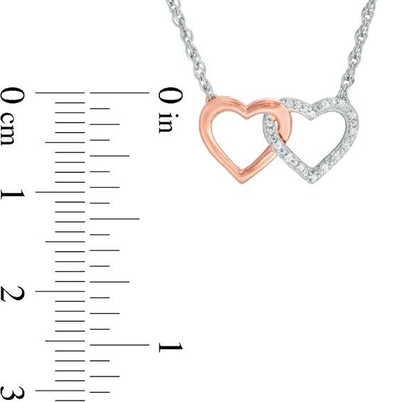 Previously Owned - Diamond Accent Interlocking Hearts Necklace in Sterling Silver and 10K Rose Gold - 17.5"