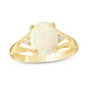 Thumbnail Image 1 of Previously Owned - Oval Lab-Created Opal and White Sapphire Split Shank Ring in Sterling Silver with 14K Gold Plate