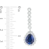 Thumbnail Image 2 of Previously Owned - Pear-Shaped Lab-Created Blue and White Sapphire Framed Vintage-Style Drop Earrings in Sterling Silver