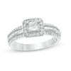 Thumbnail Image 1 of Previously Owned - 3/4 CT. T.W. Princess-Cut Diamond Frame Multi-Row Engagement Ring in 10K White Gold