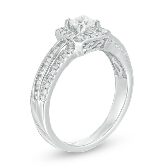 Previously Owned - 3/4 CT. T.w. Princess-Cut Diamond Frame Multi-Row Engagement Ring in 10K White Gold