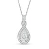 Thumbnail Image 1 of Previously Owned - 1/4 CT. T.W. Diamond Double Teardrop Frame Pendant in 10K White Gold