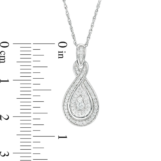 Previously Owned - 1/4 CT. T.w. Diamond Double Teardrop Frame Pendant in 10K White Gold