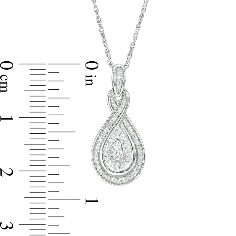 Main Image 2 of Previously Owned - 1/4 CT. T.W. Diamond Double Teardrop Frame Pendant in 10K White Gold