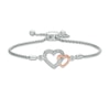 Thumbnail Image 1 of Previously Owned - Diamond Accent Interlocking Hearts Bolo Bracelet in Sterling Silver and 10K Rose Gold - 9.5"