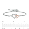 Thumbnail Image 3 of Previously Owned - Diamond Accent Interlocking Hearts Bolo Bracelet in Sterling Silver and 10K Rose Gold - 9.5"