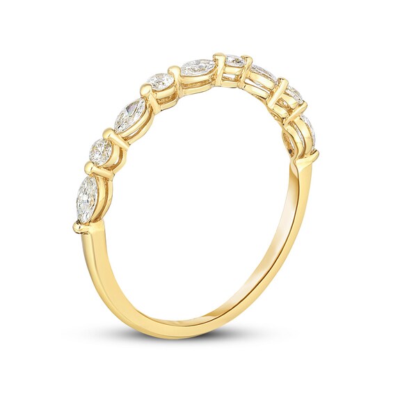 Previously Owned - 1/4 CT. T.w. Marquise and Round Diamond Alternating Stackable Band in 14K Gold