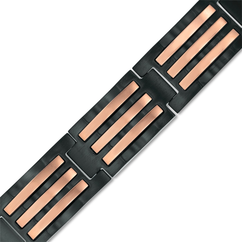 Main Image 1 of Previously Owned - 13.0mm Triple Row Link Bracelet in Stainless Steel with Two-Tone IP - 9.5"