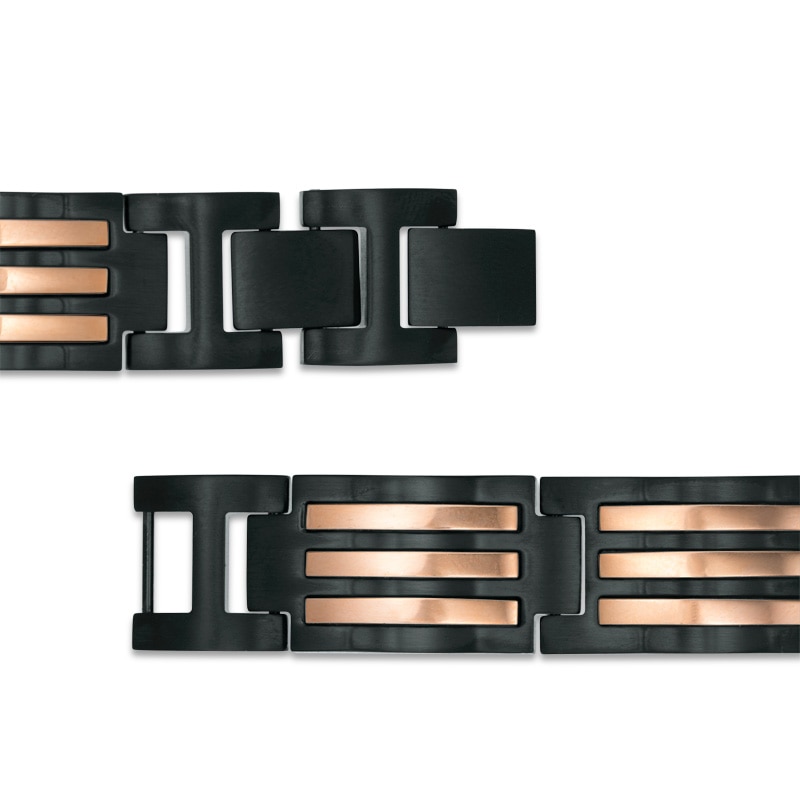 Main Image 2 of Previously Owned - 13.0mm Triple Row Link Bracelet in Stainless Steel with Two-Tone IP - 9.5"