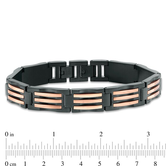 Previously Owned - 13.0mm Triple Row Link Bracelet in Stainless Steel with Two-Tone IP - 9.5"