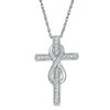 Thumbnail Image 1 of Previously Owned - 1/10 CT. T.W. Diamond Infinity Cross Pendant in Sterling Silver