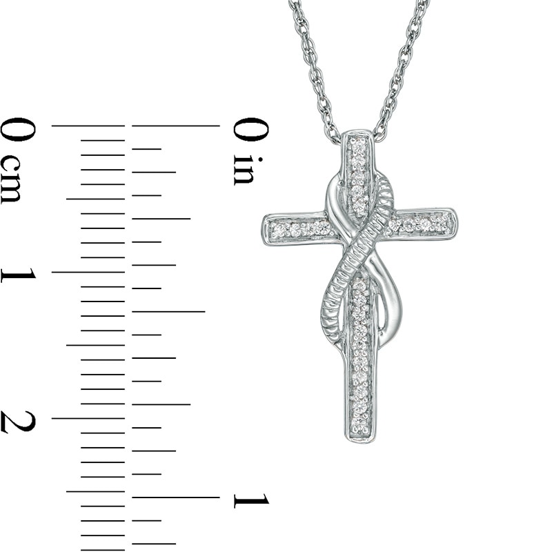 Main Image 2 of Previously Owned - 1/10 CT. T.W. Diamond Infinity Cross Pendant in Sterling Silver