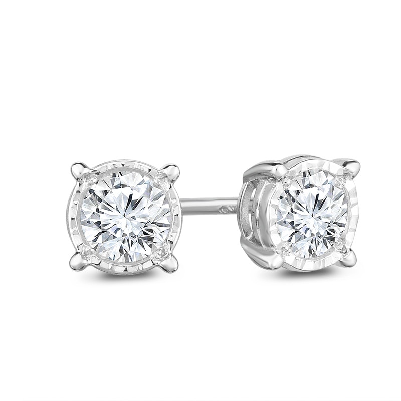 Main Image 1 of Previously Owned - 3/8 CT. T.W. Diamond Miracle Solitaire Stud Earrings in 14K White Gold