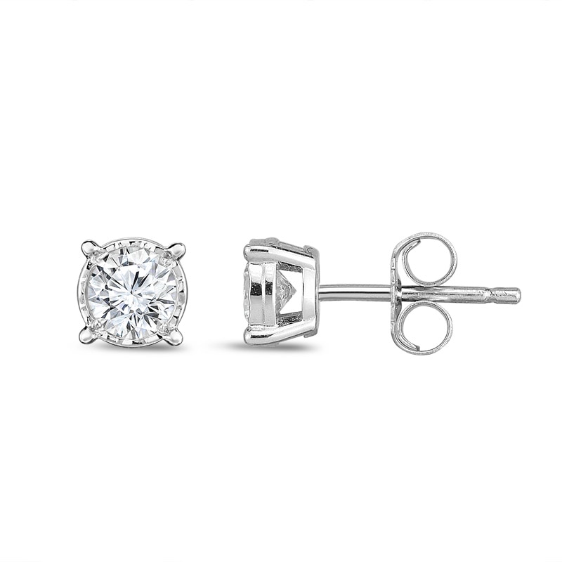 Main Image 2 of Previously Owned - 3/8 CT. T.W. Diamond Miracle Solitaire Stud Earrings in 14K White Gold