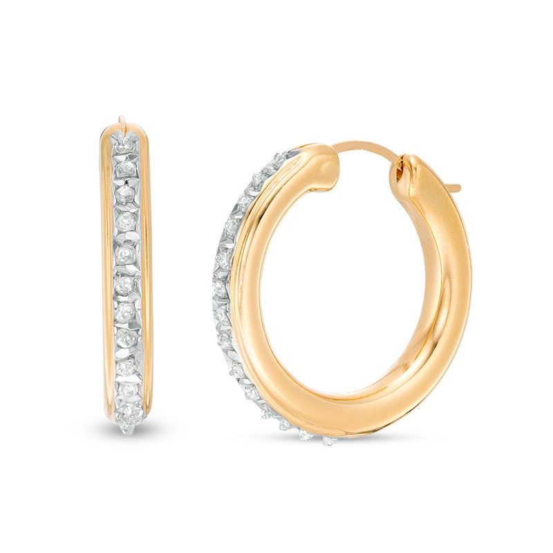 Main Image 1 of Previously Owned - Diamond Fascination™ Hoop Earrings in 14K Gold