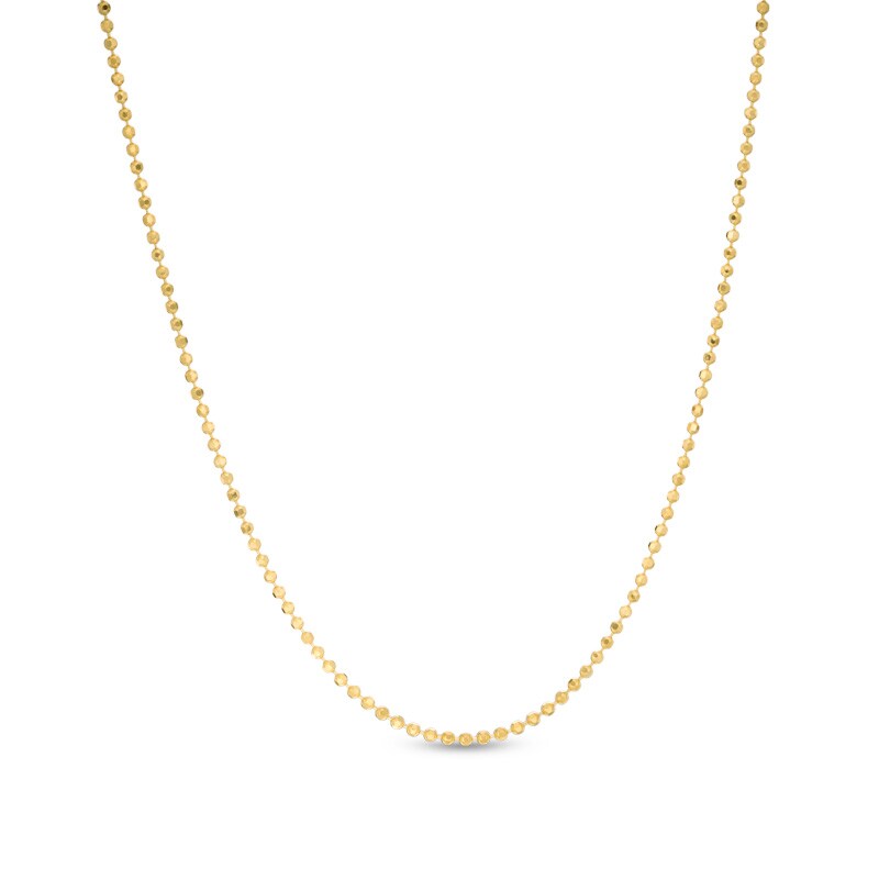 Main Image 1 of Previously Owned - Ladies' 1.2mm Diamond-Cut Bead Chain Necklace in 14K Gold - 18"