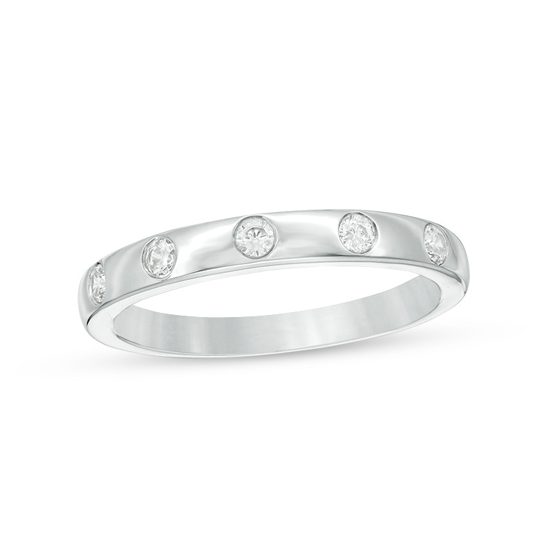Main Image 1 of Previously Owned - 1/6 CT. T.W. Diamond Five Stone Stackable Band in 10K White Gold