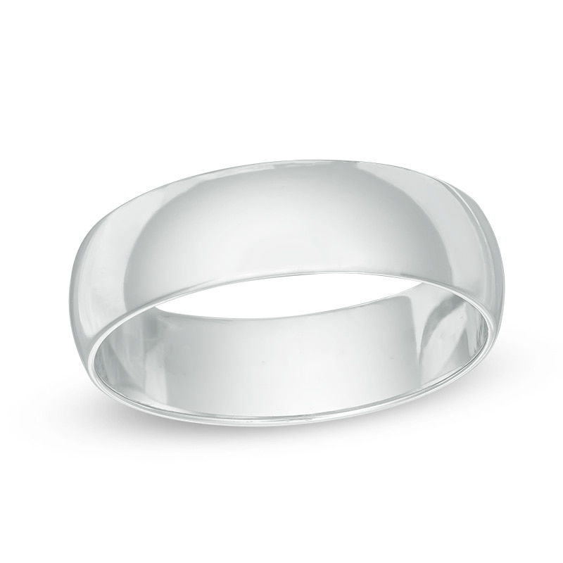 Main Image 1 of Previously Owned - Men's 6.0mm Polished Wedding Band in 10K White Gold