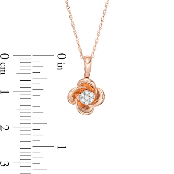 Previously Owned - 1/20 CT. T.w. Composite Diamond Flower Pendant in 10K Rose Gold